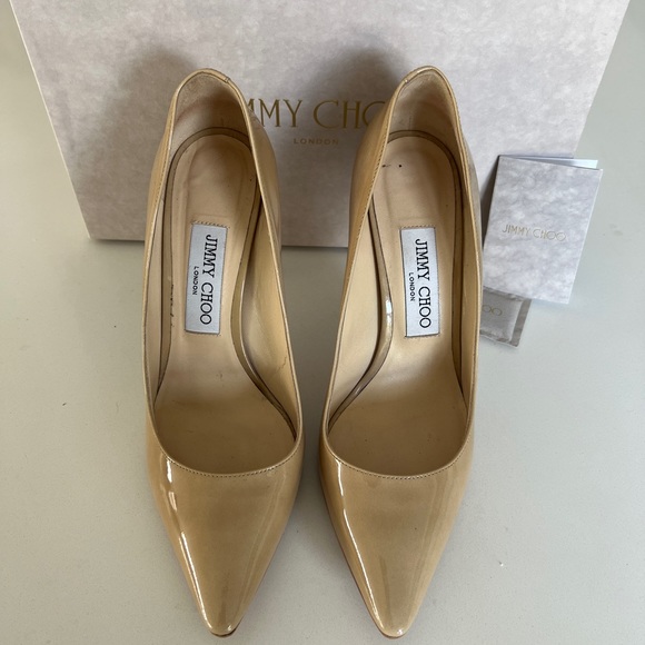 JIMMY CHOO Romy Nude Patent Heels - Picture 3 of 8